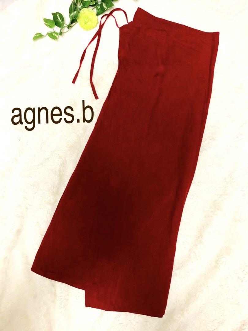 agnes.b アニエスベー　巻きスカート　ワインカラー　リネン100%