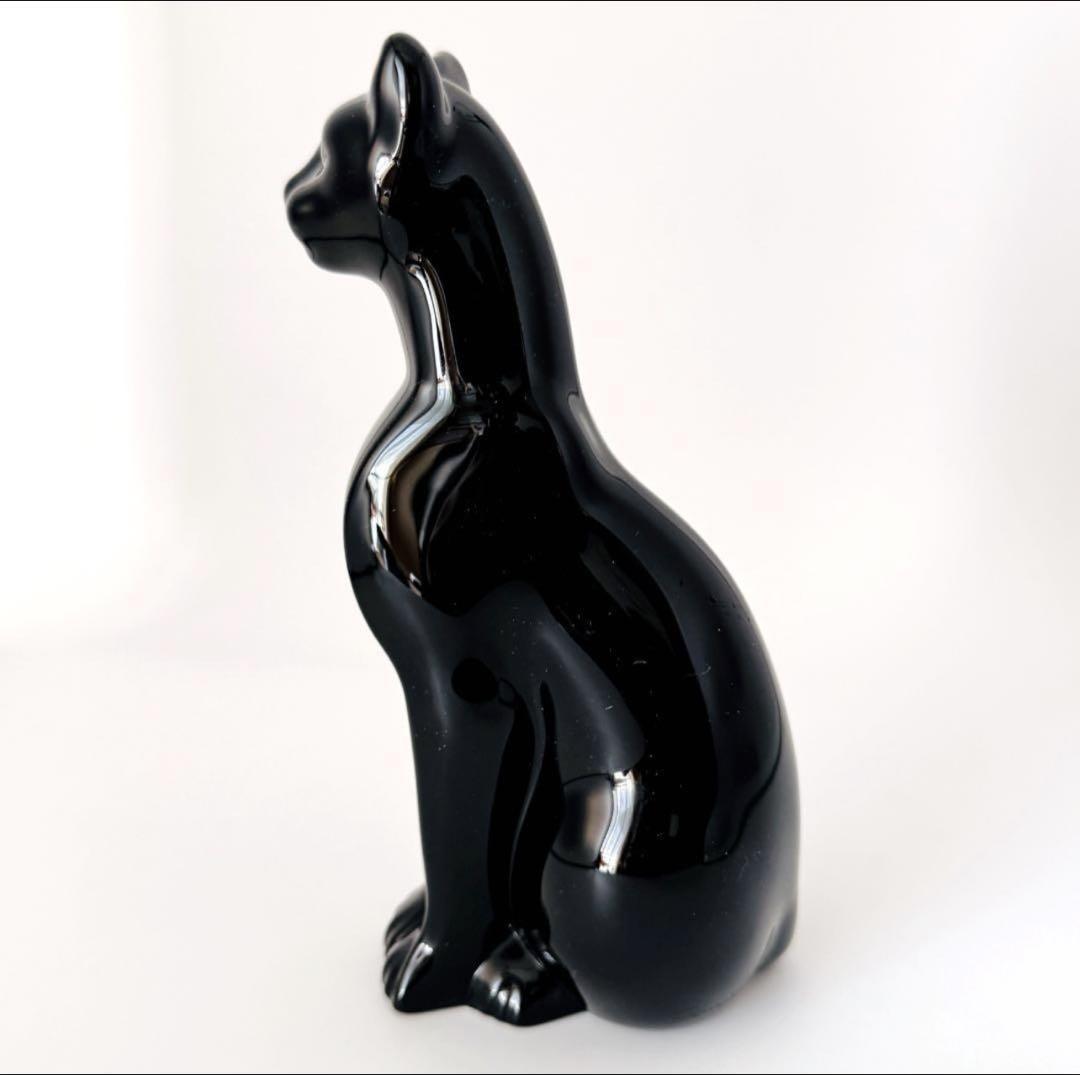 バカラ 大型 ブラッククリスタルガラス製 フィギュリン 16cm 漆黒の猫