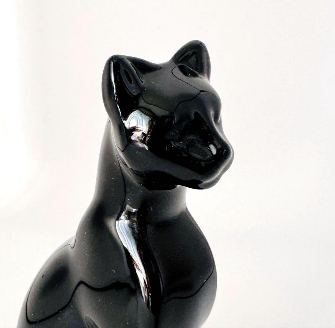 バカラ 大型 ブラッククリスタルガラス製 フィギュリン 16cm 漆黒の猫