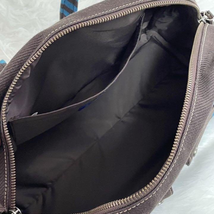 限定SALE高品質 極美品 ストライプ ハンドバッグ ユニセックス W9Bsj-m88043329864 バーバリー キャンバス レザー 超特価定番