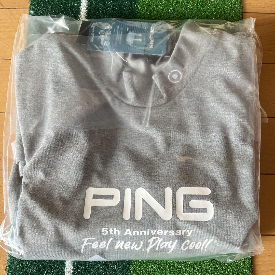 PING プレーティング天竺 半袖ハイネックシャツ Mサイズ グレー