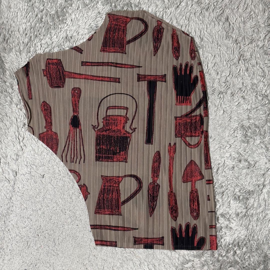 PLEATS PLEASE ワンピース 総柄 ブラウン 3 画像2