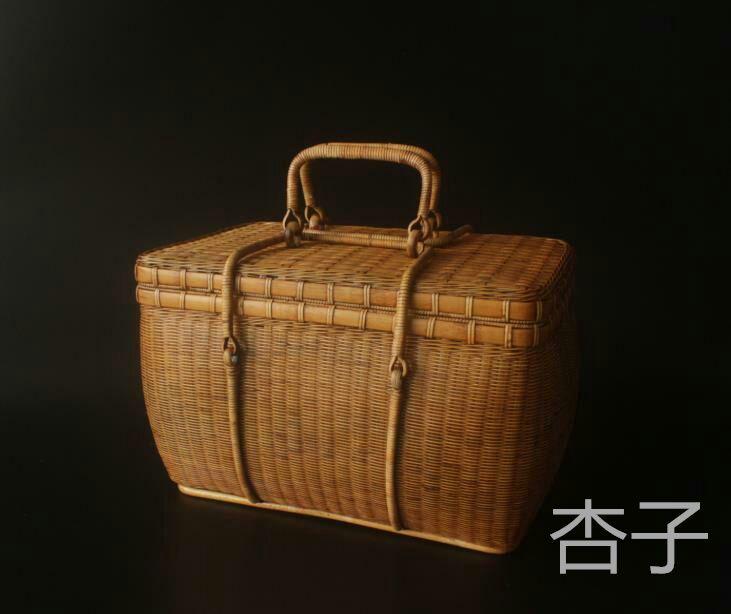 春新作の 【杏子】職人手作り 収納ケース 自然竹の編み上げ 茶道具収納 大感謝セール 小物入れ籠 ピクニック 茶道具 籐編 収納ケース 【杏子】民芸職人手作り バスケット/かご