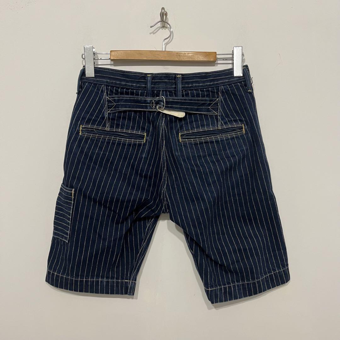 EIGHT-G 美品 濃紺 ウォバッシュ ストライプ シンチ ショーツ