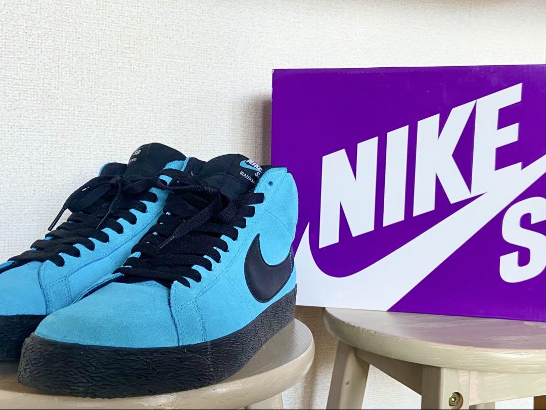 NIKEナイキSB ZOOM BLAZER MIDズームエアハイカット水色