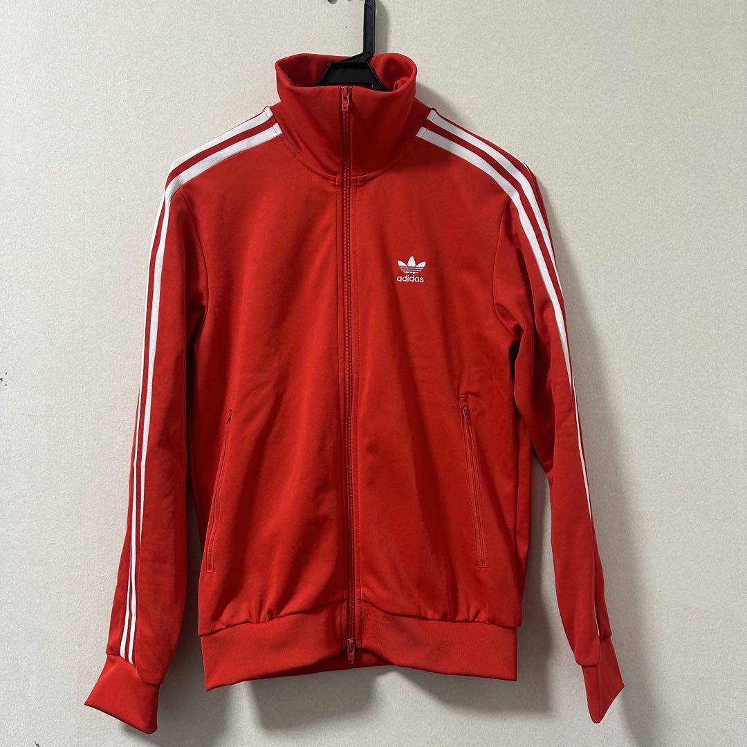 adidas トラックジャケット ベッケンバウアー レッド L 刺繍ロゴ