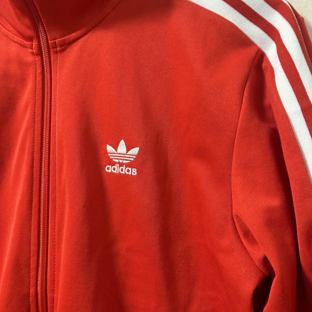 adidas トラックジャケット ベッケンバウアー レッド L 刺繍ロゴ