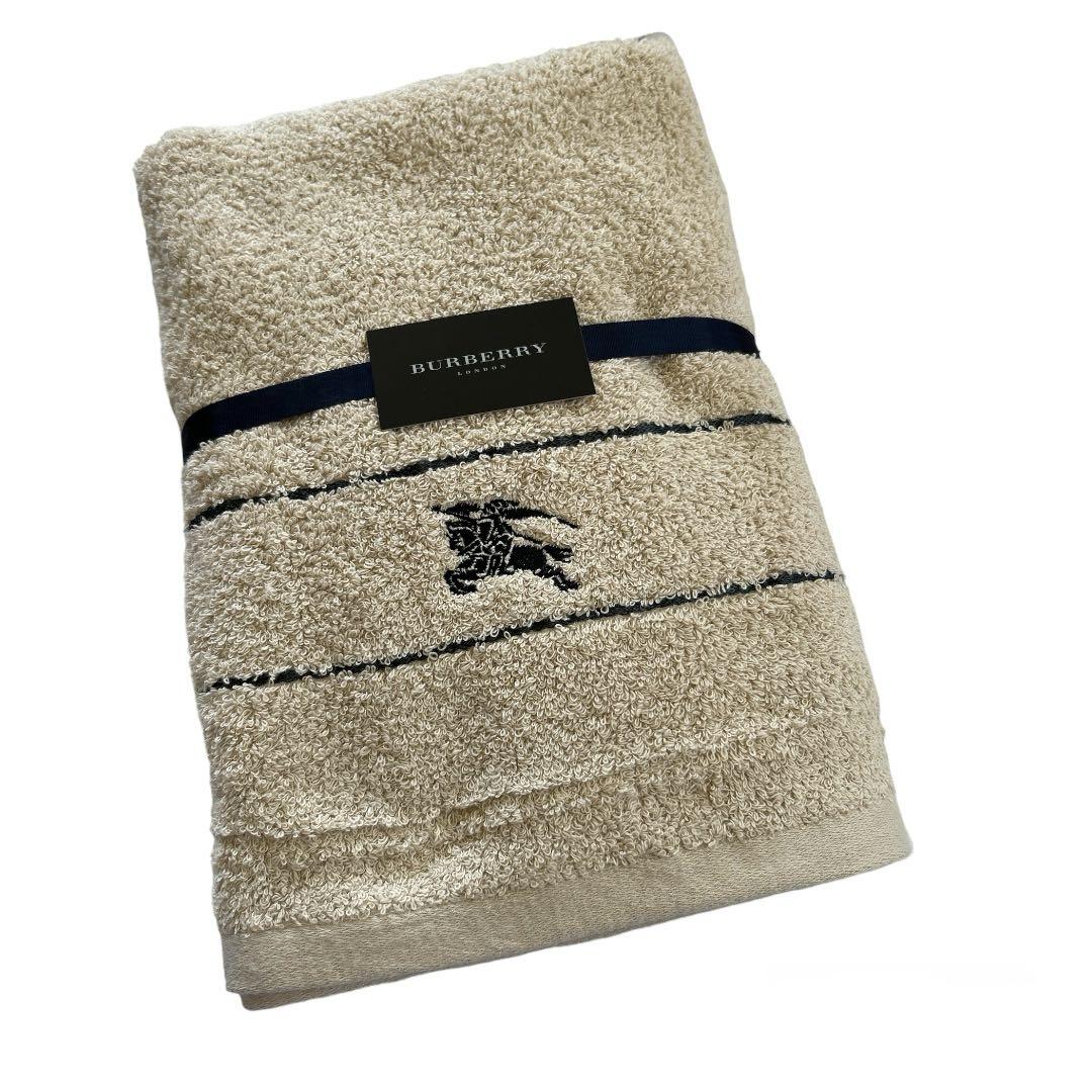 新品未使用BURBERRY バスタオル1枚ベージュバーバリーロゴ刺繍