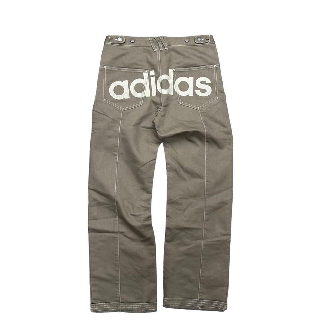 レア adidas ヴィンテージ ワイドデニムパンツ バックロゴ XL 万国
