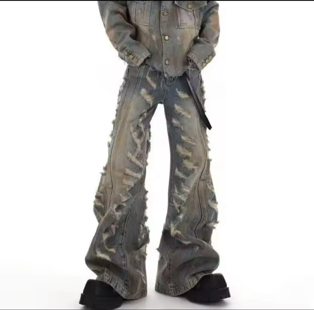 ArguE CulturE デニムパンツ ストリート ウォッシュド ダメージ パンツ