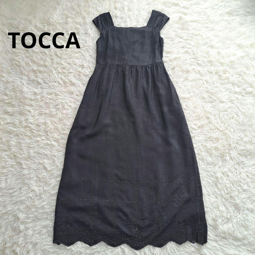 TOCCA】トッカ ノースリーブ 花柄刺繍 ワンピース グレー - メルカリ