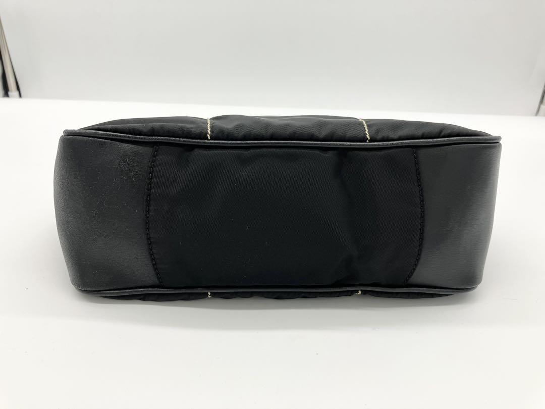 PRADA 三角プレート ナイロン レザー ハンドバッグ ブラック