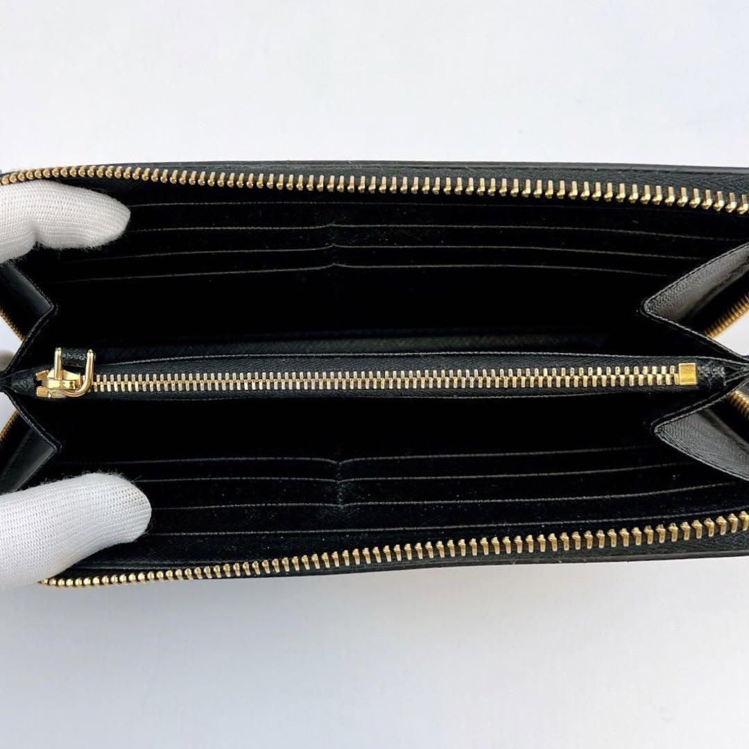 未使用級⭐️ PRADA 長財布 ジップウォレット エンボスロゴ ブラック レザー