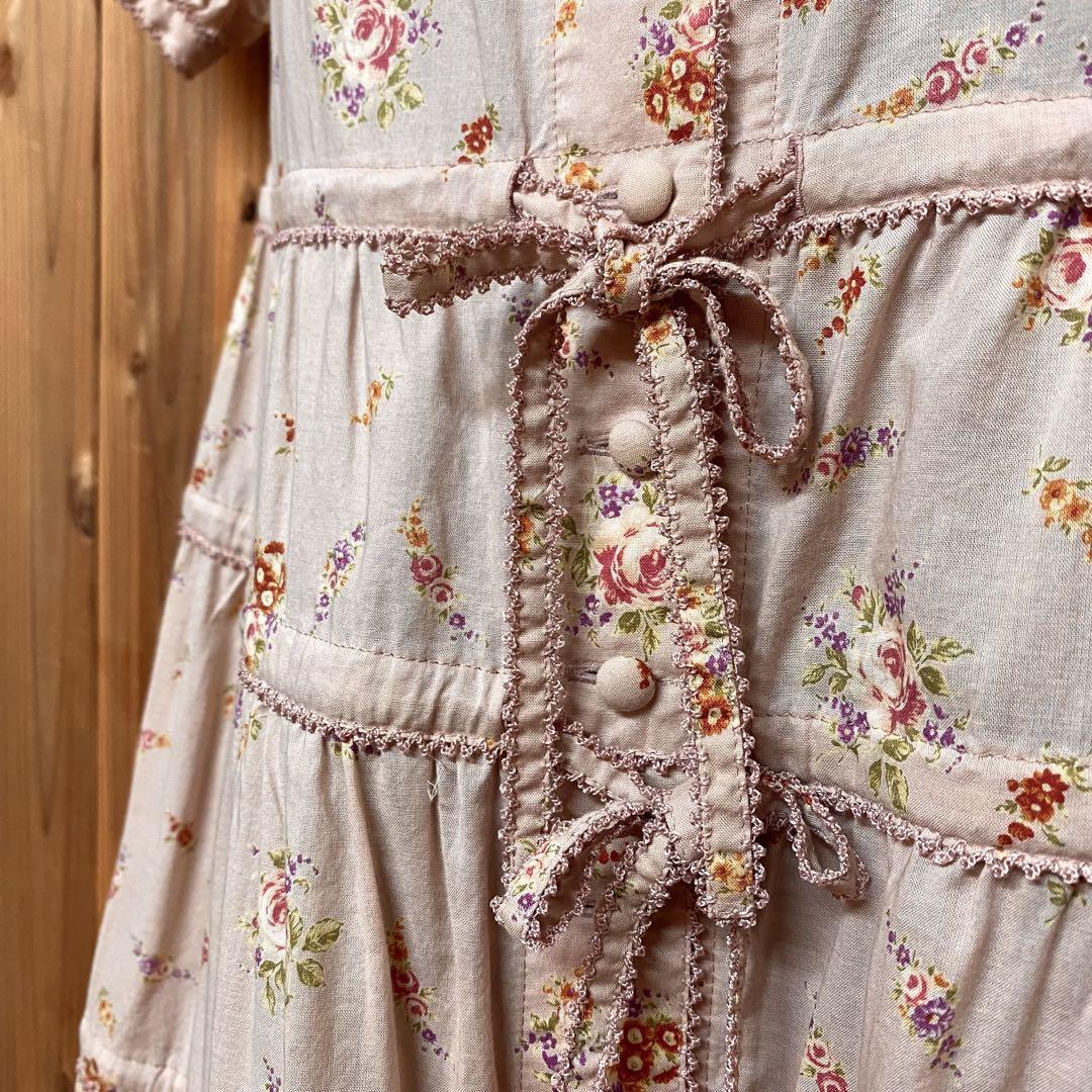 お歳暮 美品>ワンダフルワールド カネコイサオ 半袖ロングワンピース ワンピース