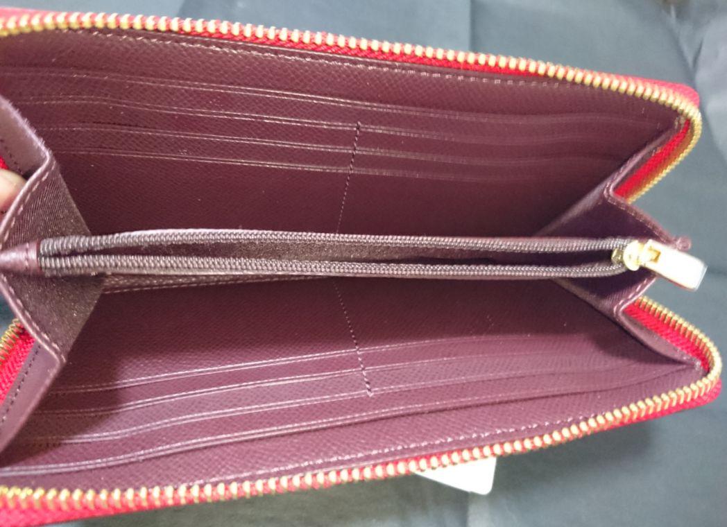 新品 COACH コーチ 長財布 ピンク＆レッド ラウンドジップ