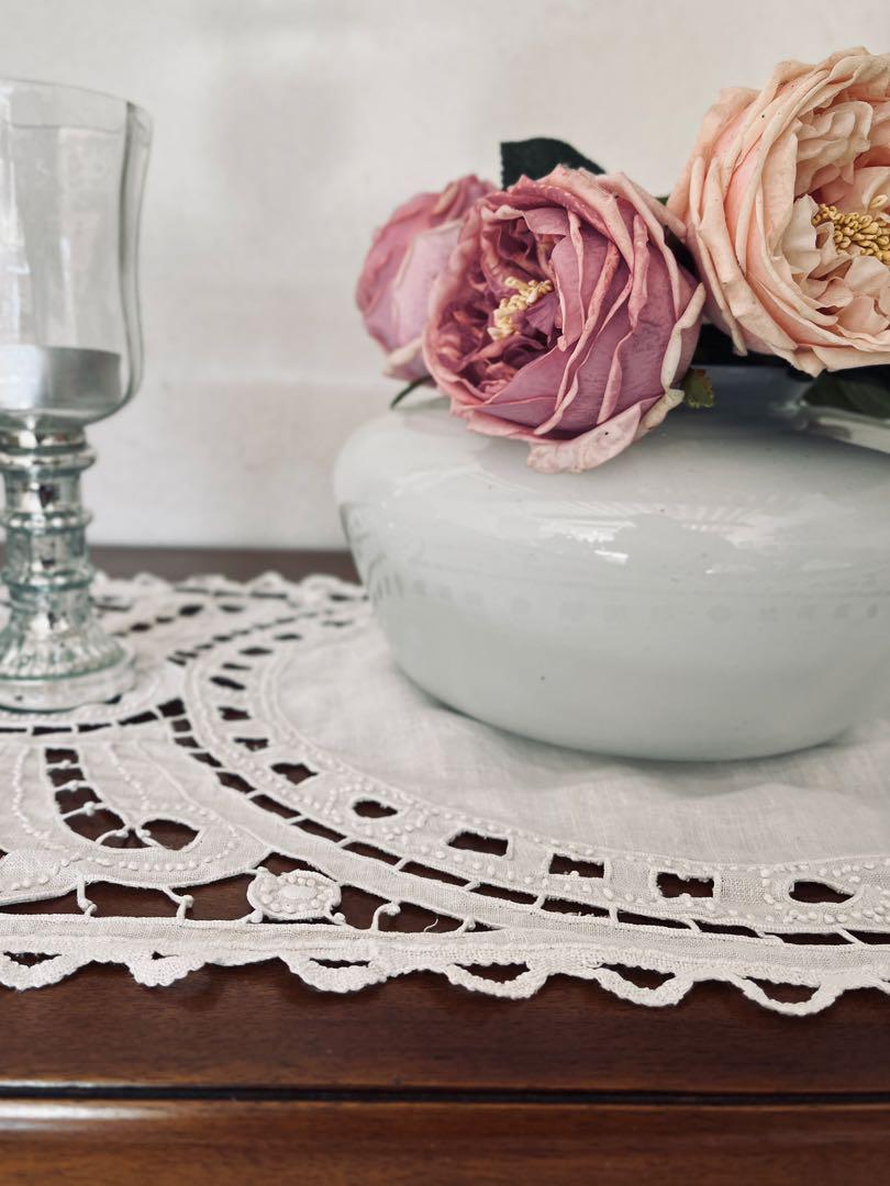 ◆フランスアンティーク｜ラスト1点ロングクロス、バテンレース、白糸刺繍、手作り