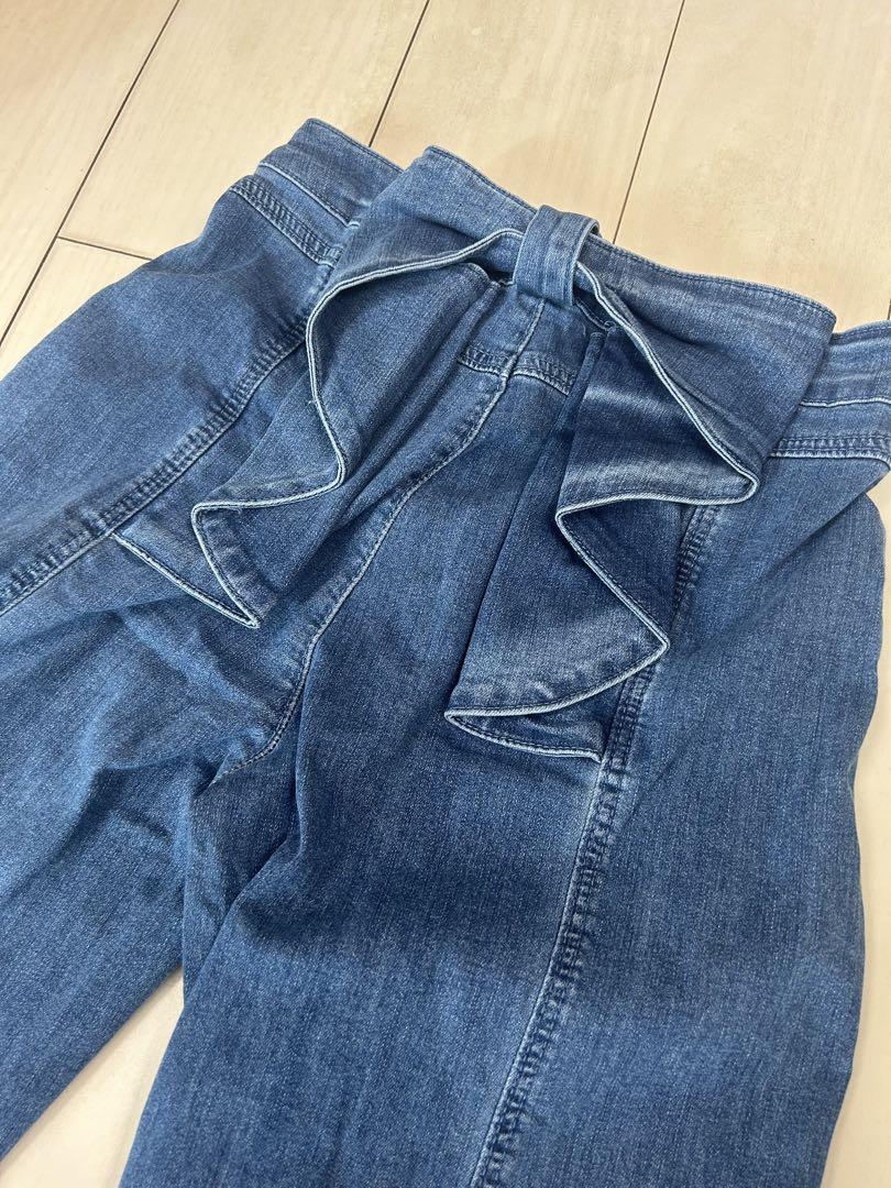 CANIE NUGU バックリボンフレアデニムパンツ