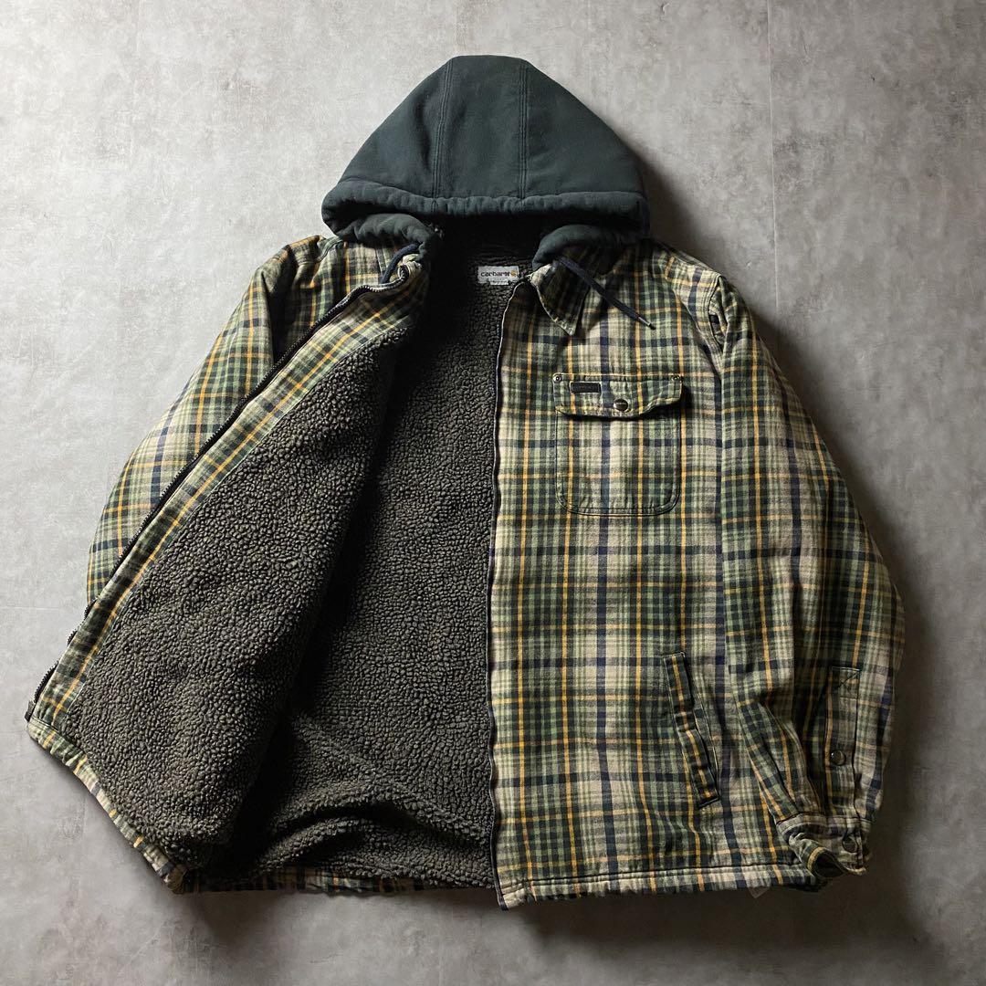 【入手困難】Carhartt フルジップ パーカー チェック 裏ボア フランネル
