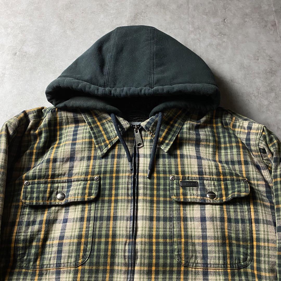 【入手困難】Carhartt フルジップ パーカー チェック 裏ボア フランネル
