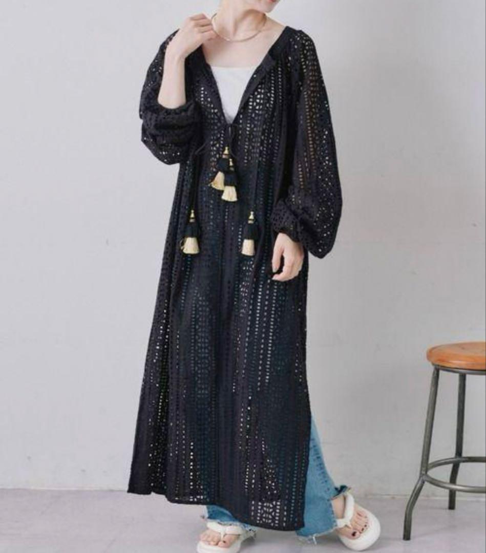 【F】aguni カフタン刺繍レースワンピース