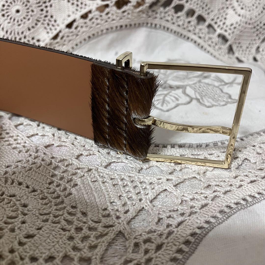 美品 MAISON BOINET ハラコレザー ベルト 80/32