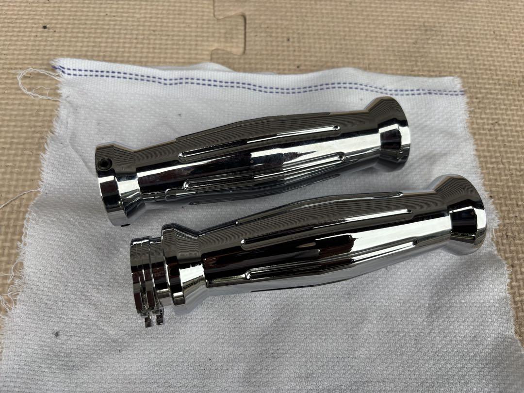 アメリカン用 1インチ アルミグリップ 樽型 ハンドルカスタム メッキグリップ