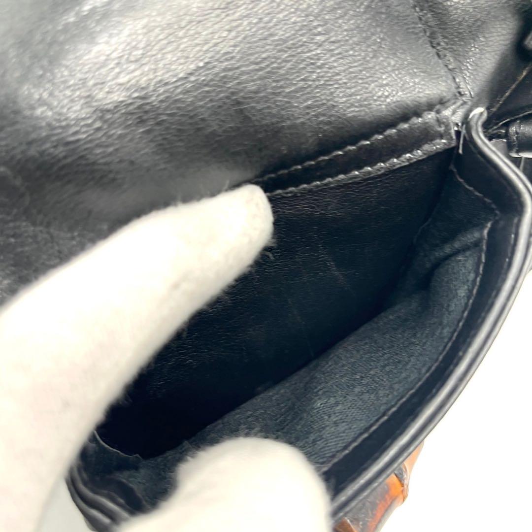 【美品】グッチ バンブー リュック レザー ターンロック ブラック