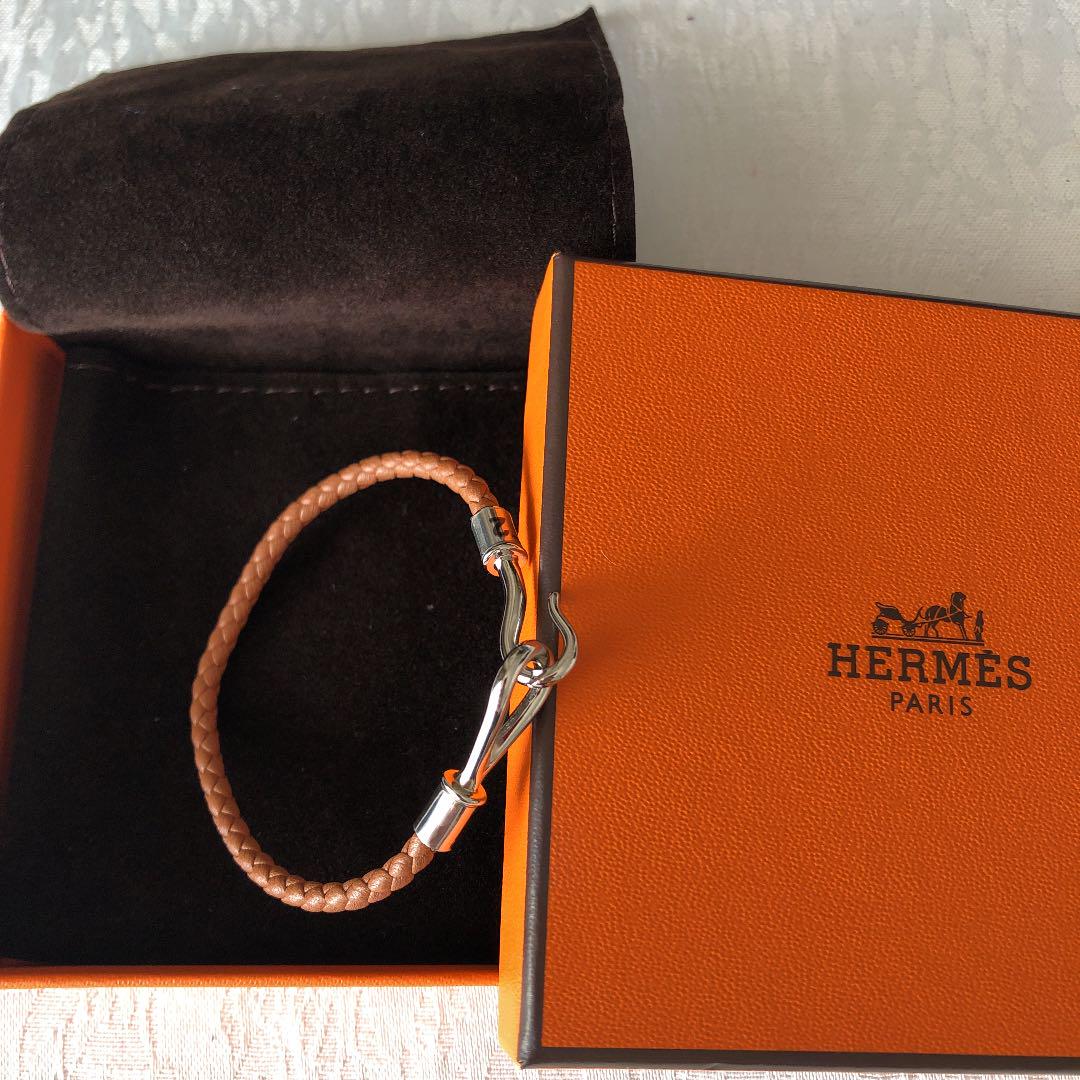 HERMES エルメス レザーブレスレット ジャンボ シルバー