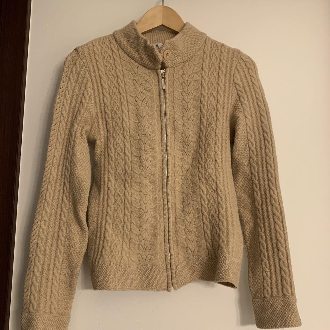 クレージュ 日本製 ニットジャケット 9R ベージュ courreges