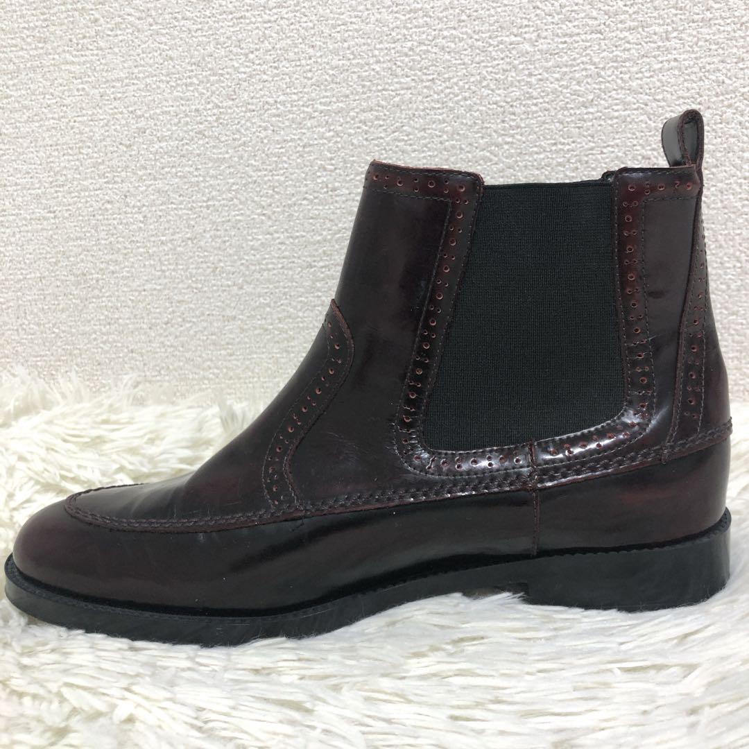 【美品✨】TOD'S レザー サイドゴアブーツ ウィングチップ ボルドー 40