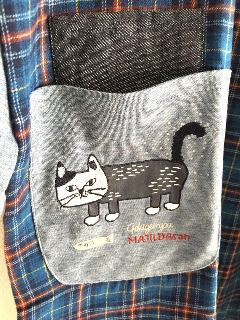 新品　割烹着　保育士　先生　ネコ　ねこ　猫　キャラクター　人気　かわいい