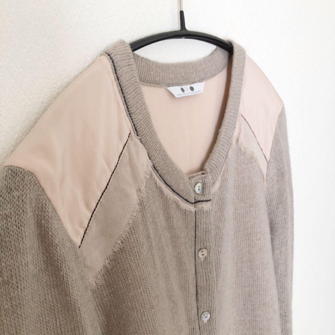 年末のプロモーション特価！ スリードッツ ベージュx カーディガン モヘアxシルク threedots トップス