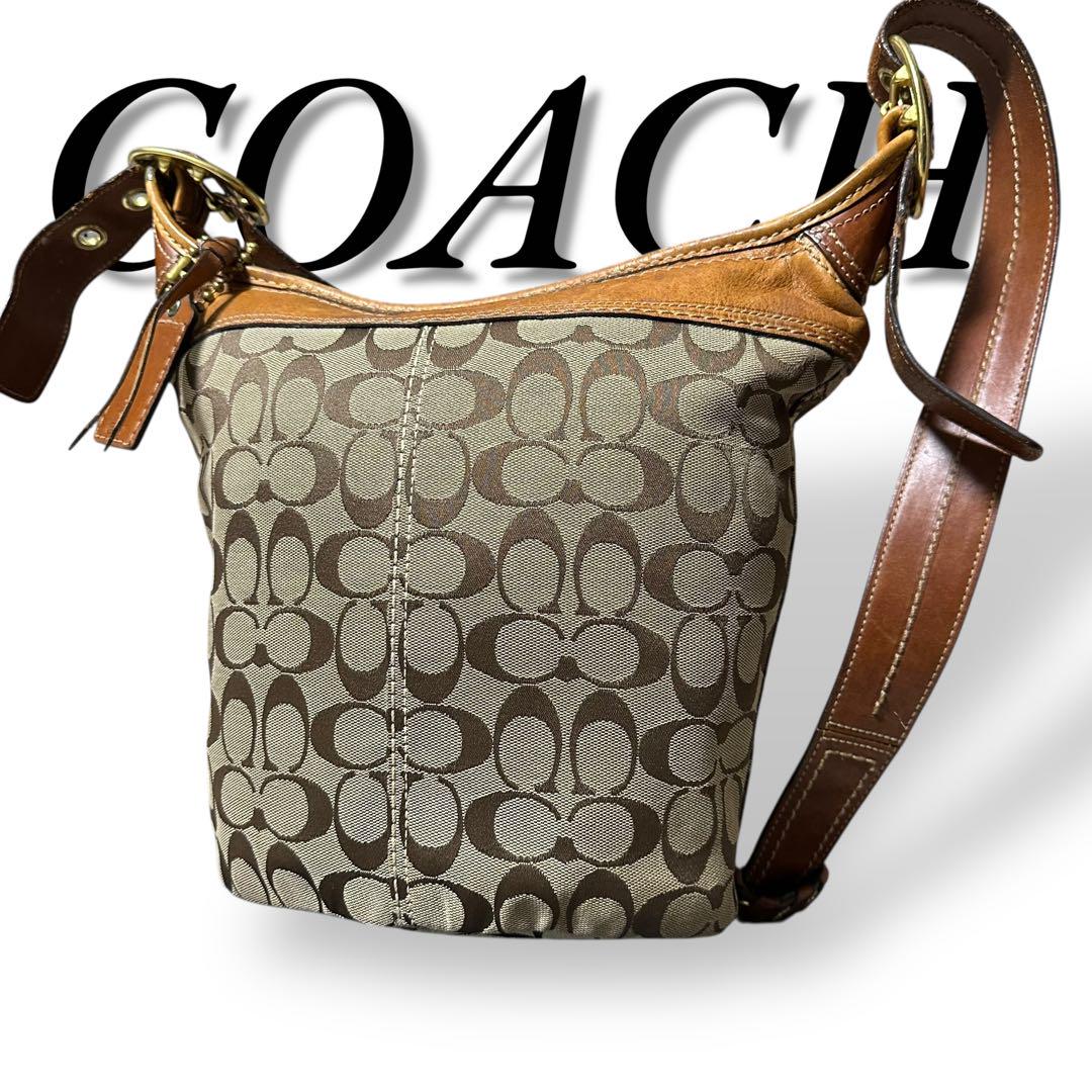 良品　COACH 206 ショルダーバッグ　ダッフルバッグ ブラウン　キャンバス