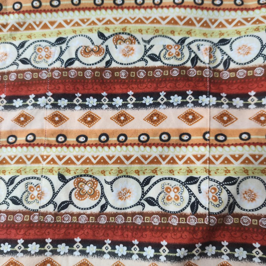 ヴィンテージ　長袖シャツ　総柄　ブラウン　エスニック　70ｓ　ジャガード織り 90sヴィンテージ 開襟 総柄シャツ 長袖 バティック ヒッピー