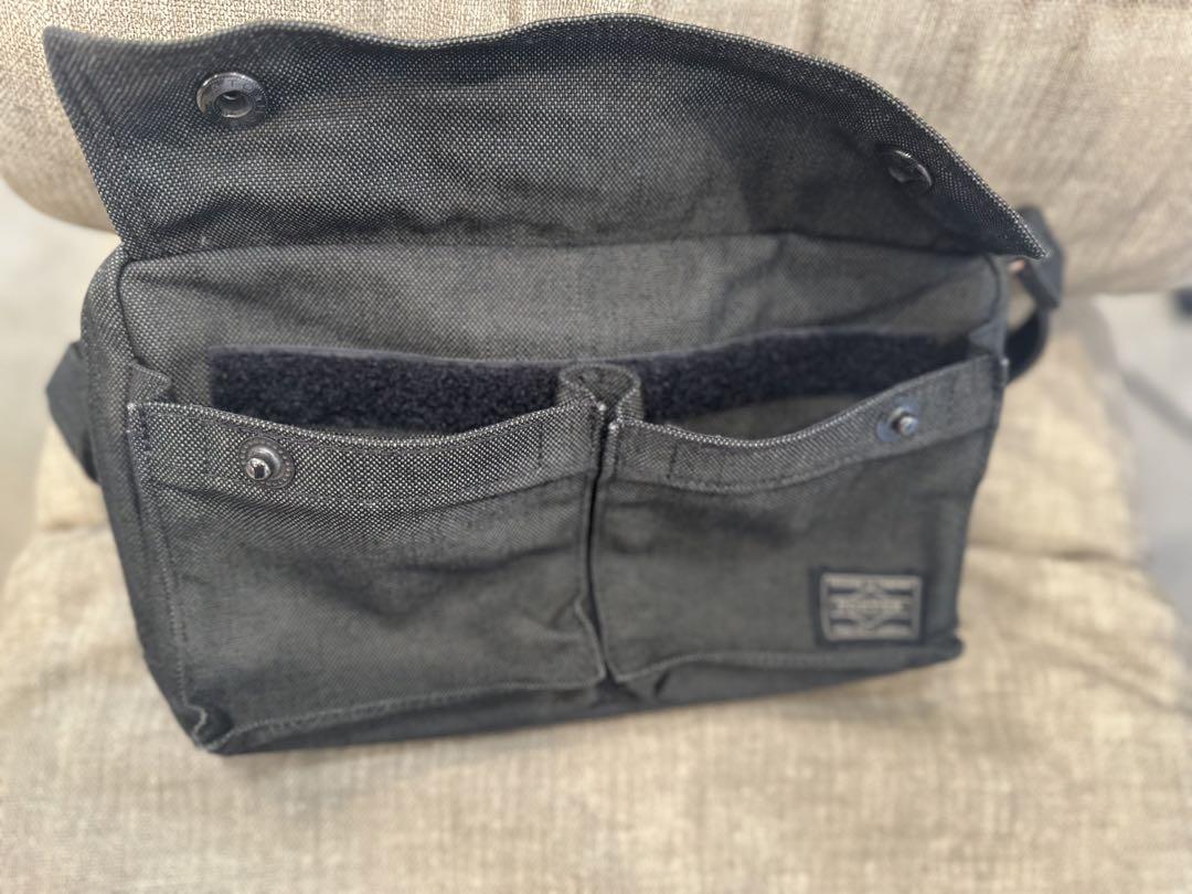 美品　PORTER ブラック ショルダーバッグ PORTER ショルダーバッグ 黒 キャンバス 2ポケット美品