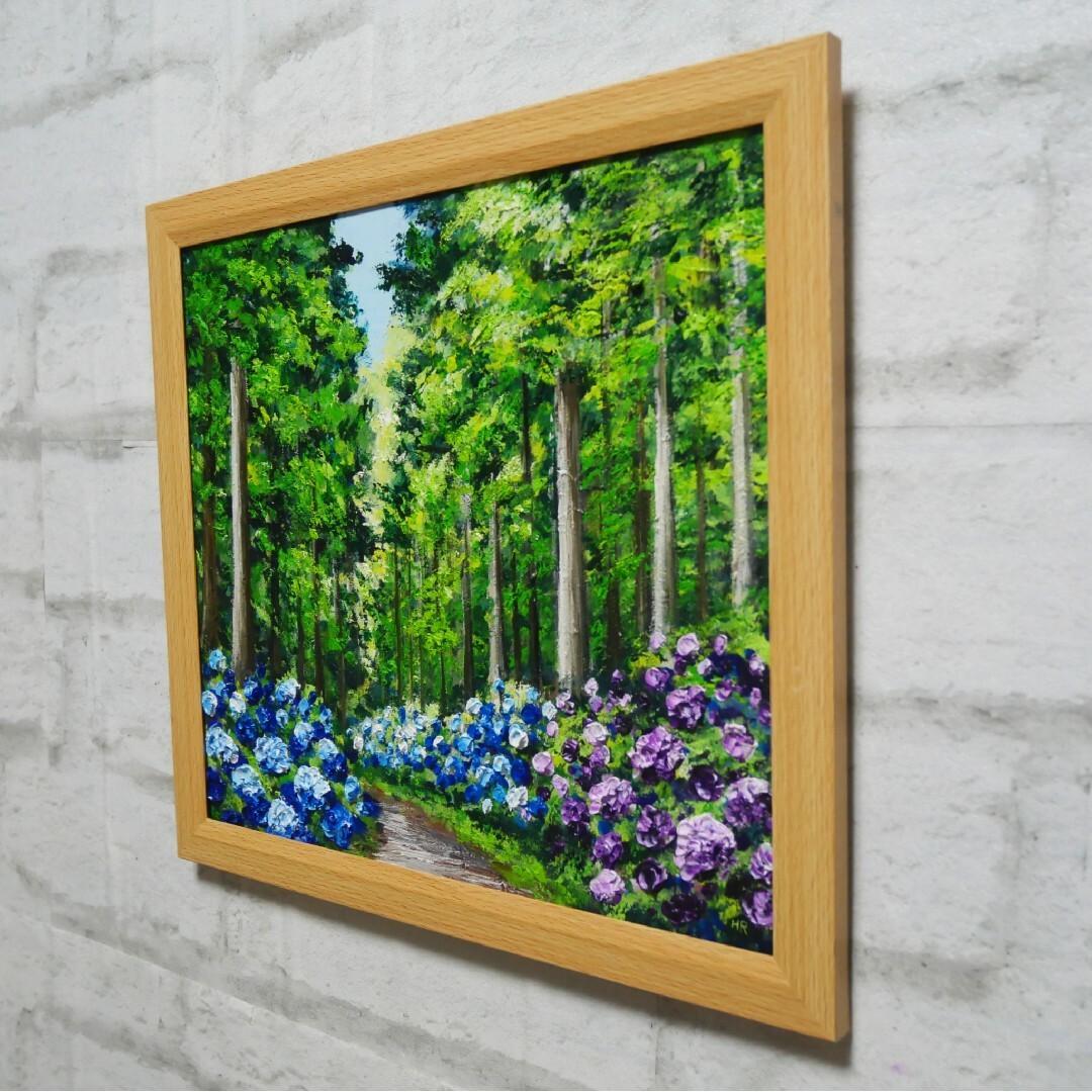 油絵 油彩 油彩画 絵 絵画【森の紫陽花】 油絵 油彩 油彩画 絵 絵画【森の紫陽花】