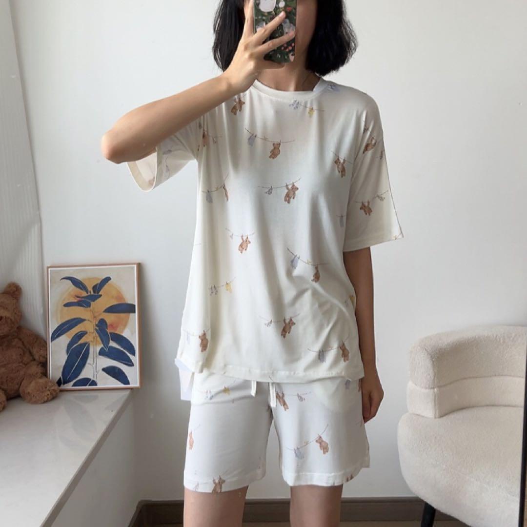 ジェラートピケ 抗菌防臭ランドリーベア柄 Tシャツ＆ハーフ