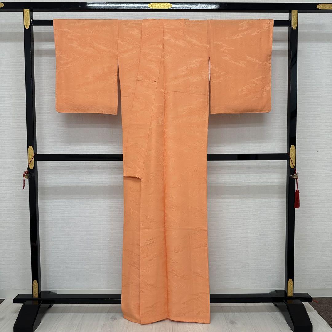 色無地 付け下げ 正絹 紋無し 膨れ織 広衿 袷 着物 U-1182