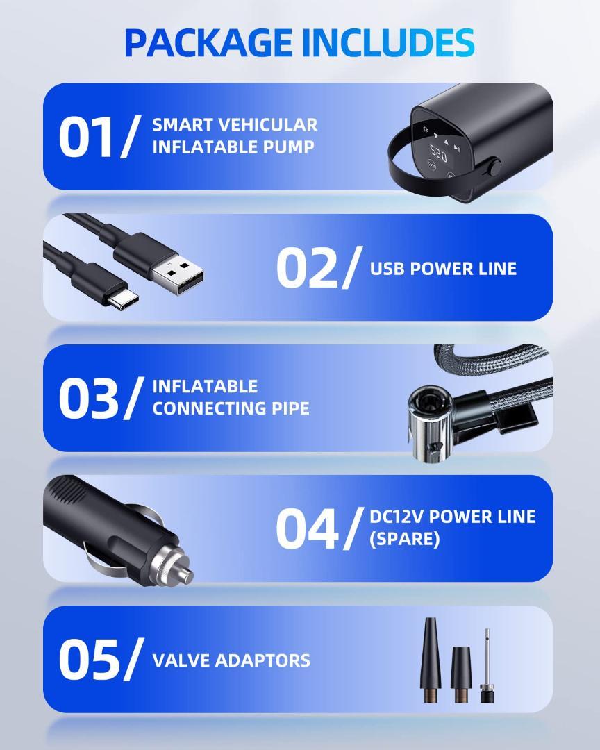 最大150PSI エアコンプレッサー 4500mAh 電動エアポンプ 充電式