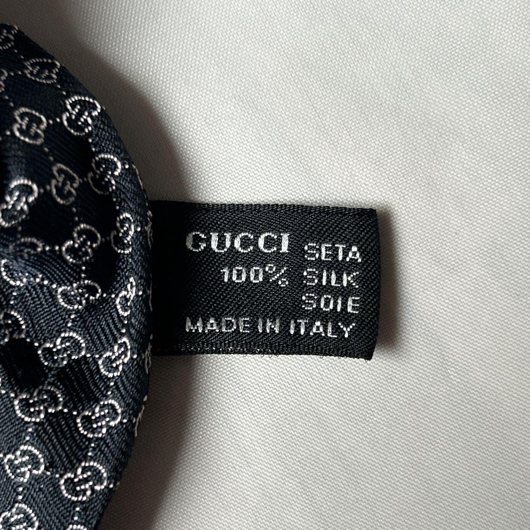 美品　GUCCI ネクタイ　黒色×黄色　GG柄　ブラック　イエロー
