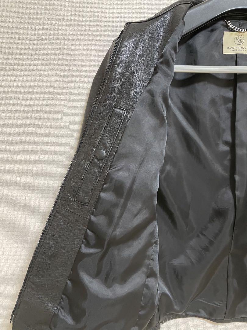 ユナイテッドアローズ　黒 レザー シングルライダースジャケット