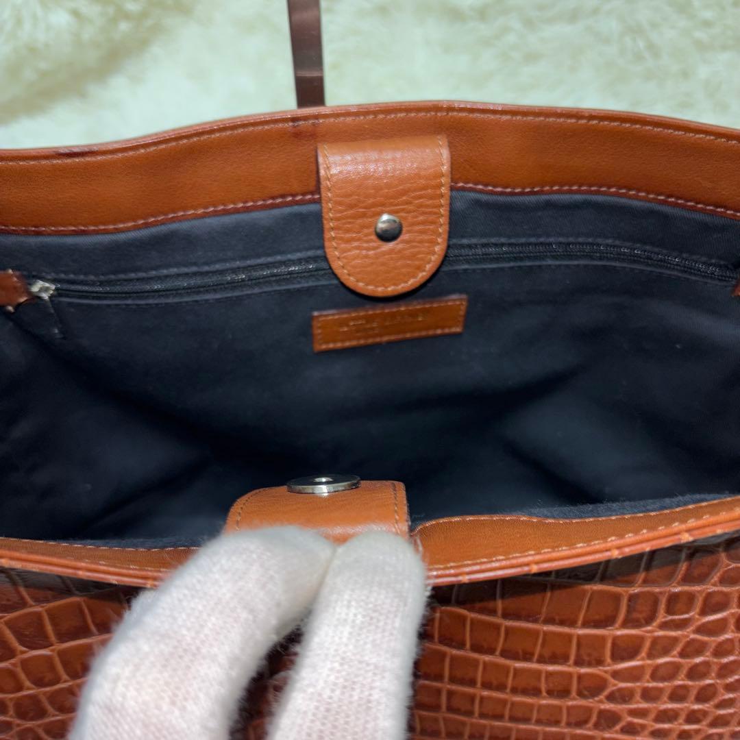 レア LITTLE LIFFNER ハンドバッグ 肩掛け クロコ型押し ブラウン レア LITTLE LIFFNER ハンドバッグ 肩掛け クロコ型押し ブラウン