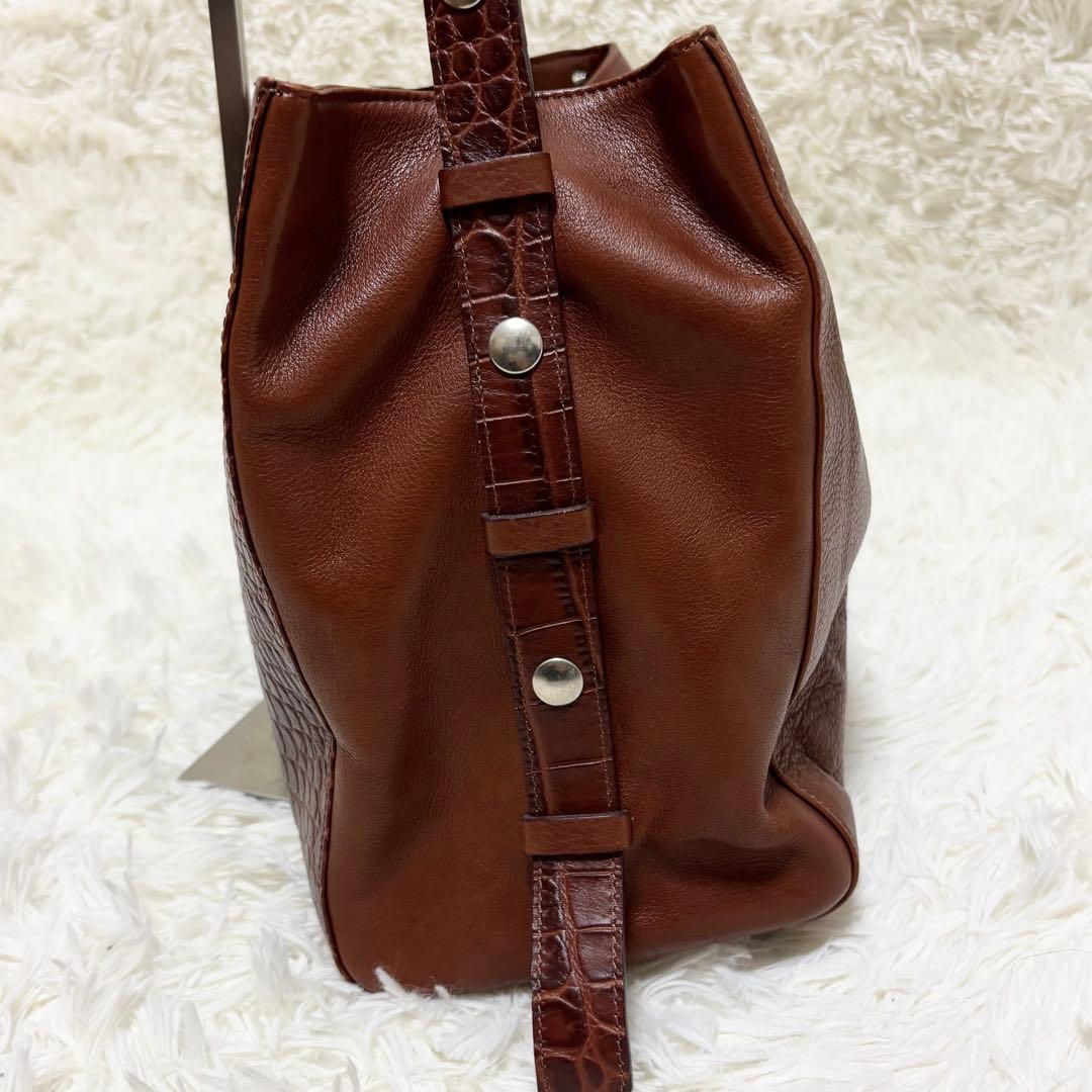 レア LITTLE LIFFNER ハンドバッグ 肩掛け クロコ型押し ブラウン レア LITTLE LIFFNER ハンドバッグ 肩掛け クロコ型押し ブラウン