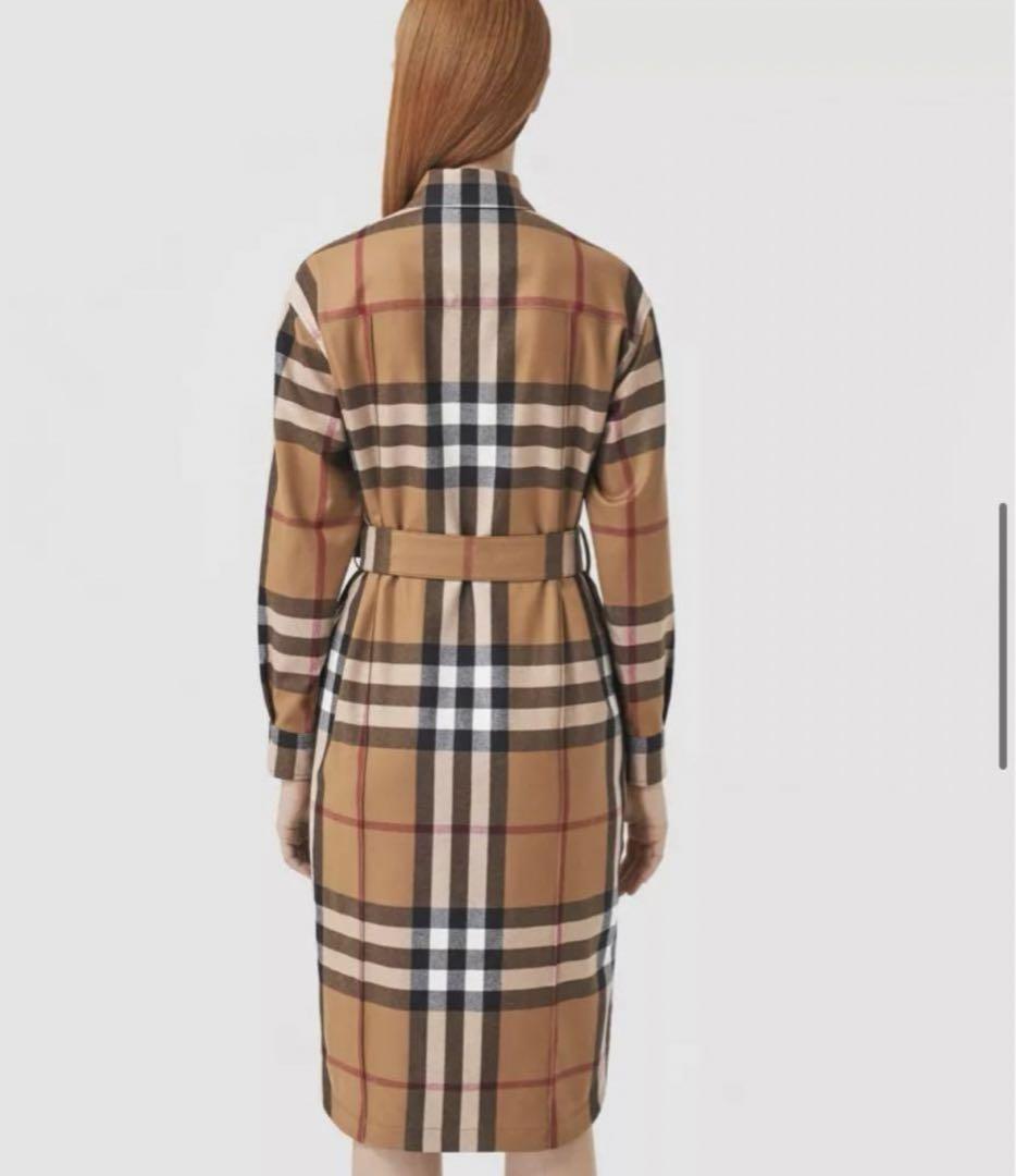 美品　BURBERRY アストライド チェック ウール シャツ ワンピース 美品 BURBERRY アストライド チェック ウール シャツ ワンピース