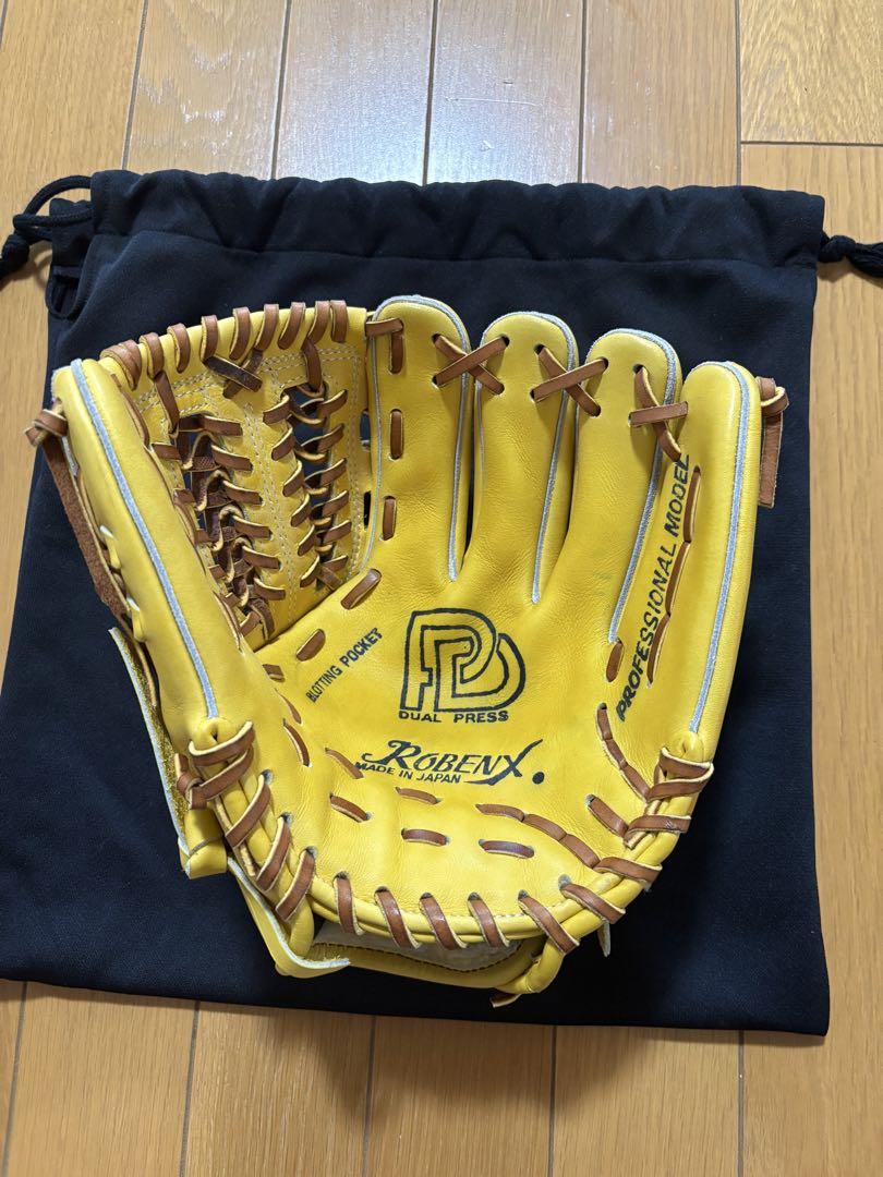 【高い素材】 ロベンクス イエロー レザー 軟式オーダーグローブ 内野用 収納 グローブ