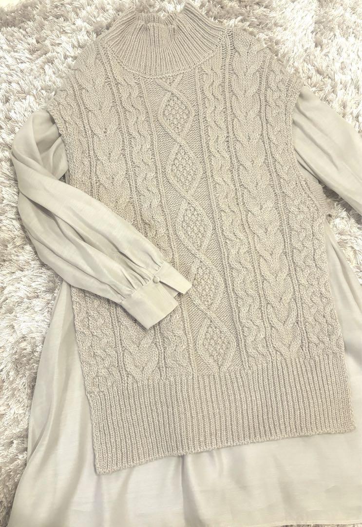 美品)ココディール♡ ケーブルニットベスト×オーガンジー
