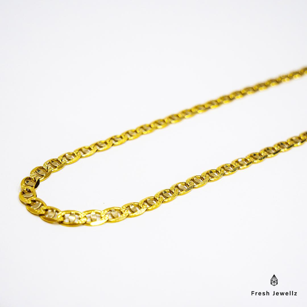 イエローゴールド14金 フラットグッチマリーナチェーン 55cm (14k)