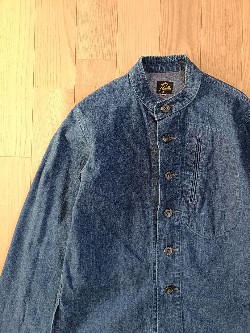 NEEDLES ニードルス デニム ノーカラー シャツ サイズXS 濃紺 NEEDLES ニードルス デニム ノーカラー シャツ サイズXS 濃紺