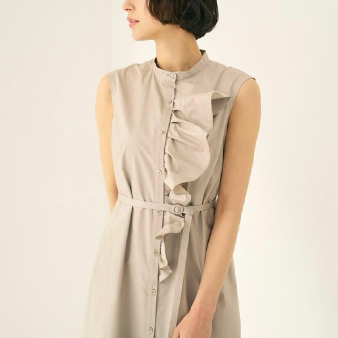 【美品】ANAYI タフタストレッチフリルワンピース