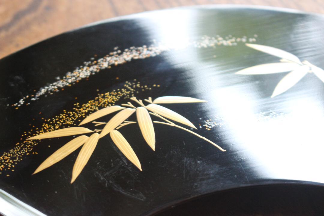 極上草花蒔絵の映える扇面銘々皿5点揃（検輪島塗銘々皿菓子皿茶道具